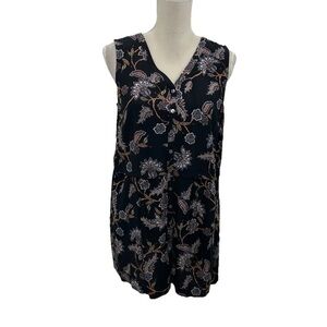 J.Jill Button Shirt Dress Women’s Small Sleeveless Floral Paisley Black Top